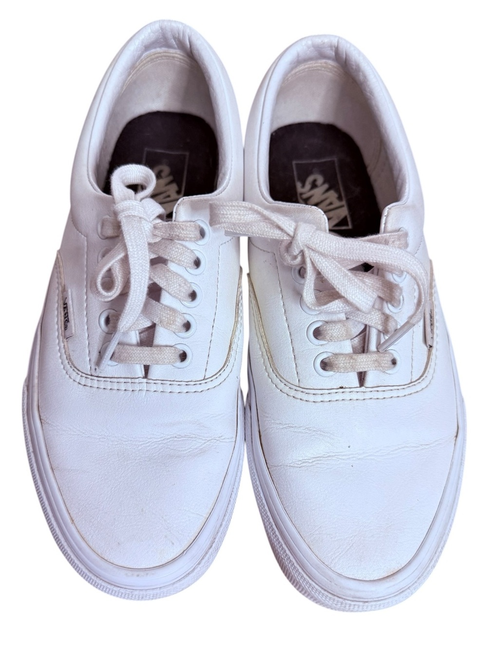 Vans Classic White Leather Lace up Sneakers Unisex Women 8.5